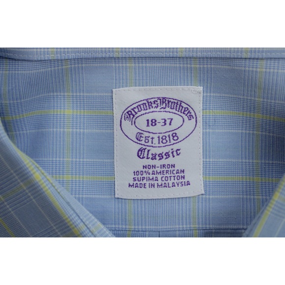 Brooks Brothers Shirt Mens 18 - 37 Plaid Classic 100% Supima Cotton Non Iron - Picture 4 of 6